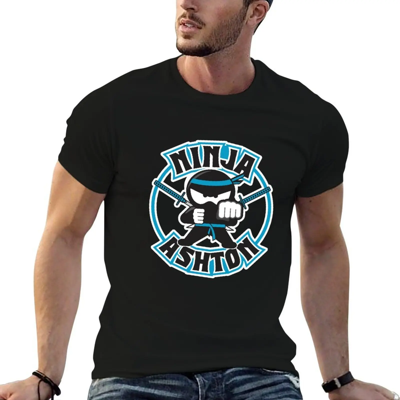 

t-shirt Ashton plain t shirts cotton for black Ninja man men T-Shirt cotton for shirts man man package for t soft
