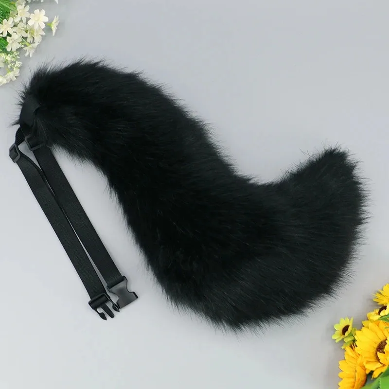 Beast Furry Wolf Tail Anime Cat Fox Tails Plush Cosplay Costumes Big Tails Lolita JK Handmade Belt Adjustable Fursuit Tail Pros