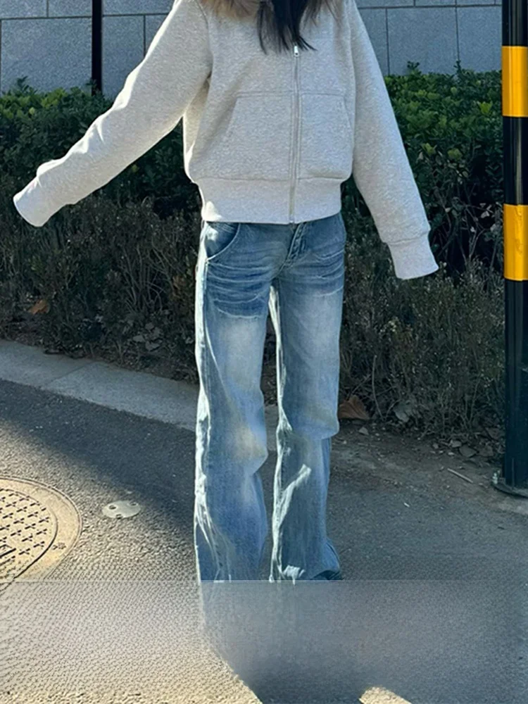 

Джинсы с низкой талией и широкими штанинами, женские джинсы Bootcut, корейские утягивающие брюки с завышенной талией, осень-зима, Новое поступление