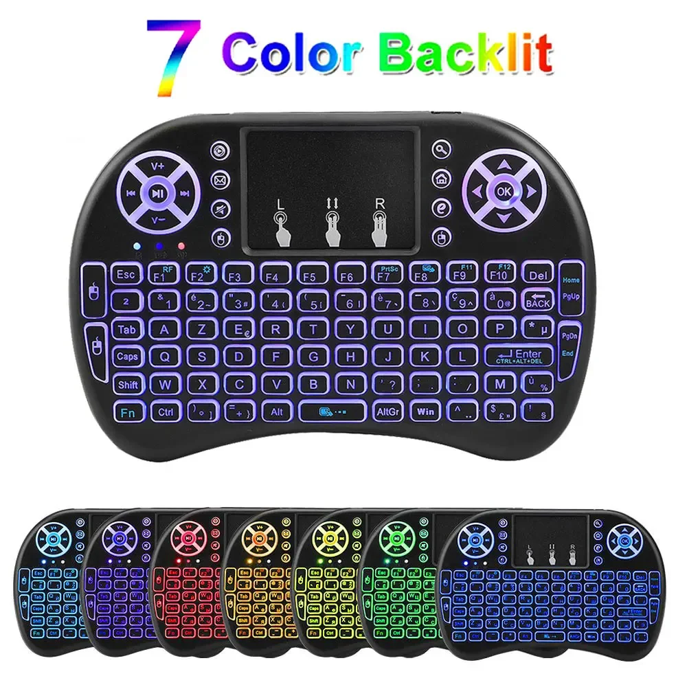 Cool Backlit I8 Mini Air Mouse 2.4G Wireless Keyboard  Touchpad English Russian Spanish French Remote Control for Android