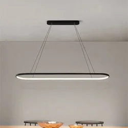Modern Oval Led Chandeliers Aluminium Lighting Dining Room Pendant Chandelier Miniamlism Dimmable Hanging Pendant Lamps Fixtures