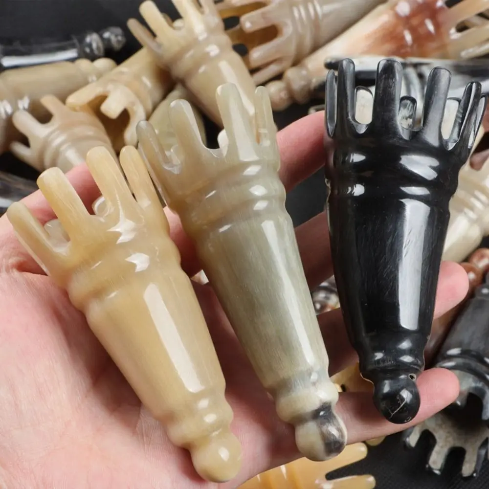 Scalp Massager Brush Ox Horn Massage Comb Scrapping Head Wide Tooth Long Pointed Shampoo Comb Stimulation Reflexology Relaxation