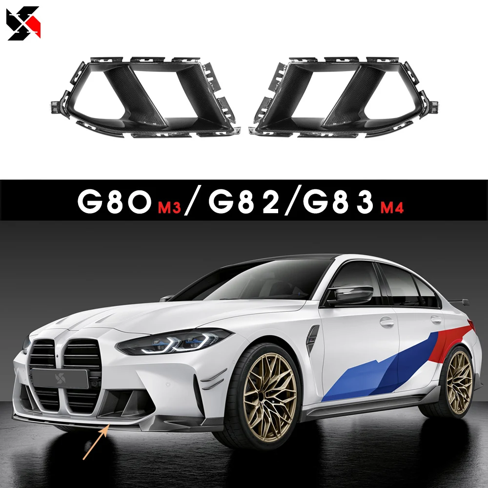 

2PCS Real Dry Carbon Fiber Car Front Bumper Air Vent Splitter Side Fender For BMW G80 M3 G82 G83 M4 Sedan Coupe Cabrio 2020-IN