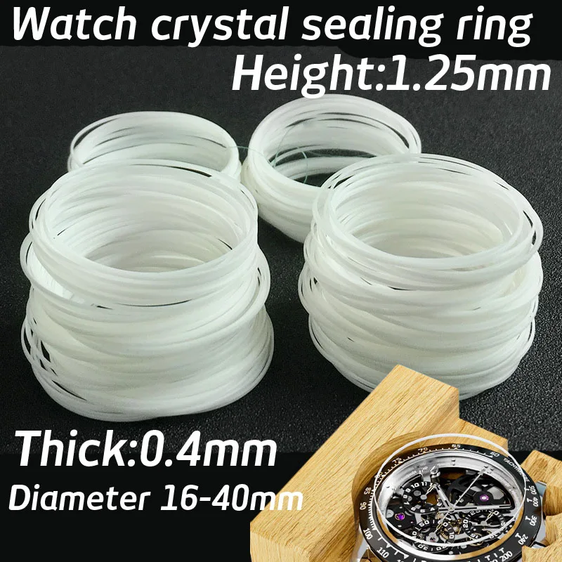 White Gasket For Front Watch Crystal Glass Waterproof I-ring Diameter 16mm-40mm Thickness 0.4mm High 1.25mm Watch Parts