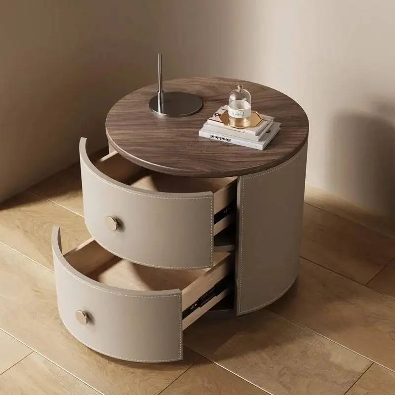 Round Luxury Design Bedside Table Trendy Premium Aesthetic Elegant Bedside Table Modern Unique Mesita De Noche Bedroom Furniture