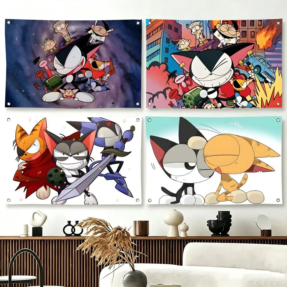 Japanese Anime Cyborg Kuro chan Flags  For Living Room Home Dorm Decor Wall Outdoor Camping Party Banner Gifts