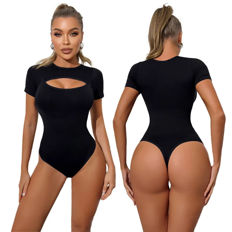Women's Sexy Slimming Short Sleeve Inner Wear Tight Bodysuit Jumpsuit