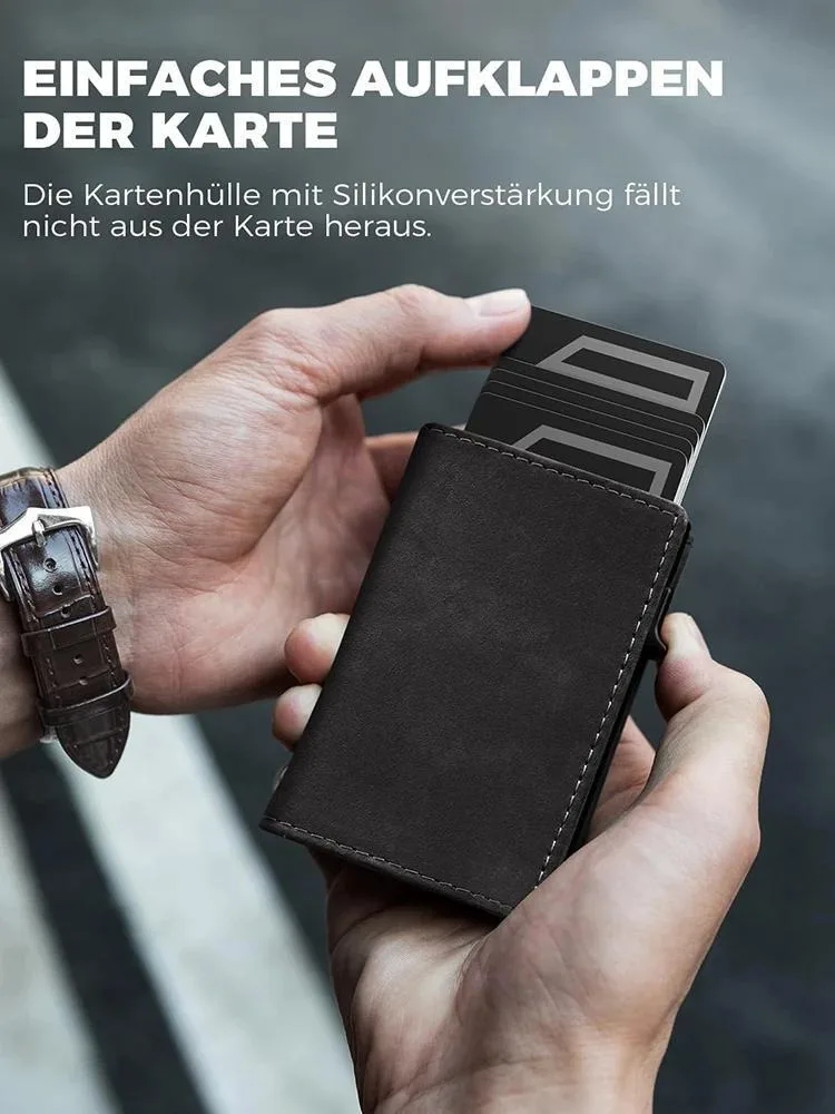 محفظة رفيعة مع فتحة عملة معدنية لبطاقة الائتمان للرجال للإغلاق المغناطيسي وحماية RFID للرجال