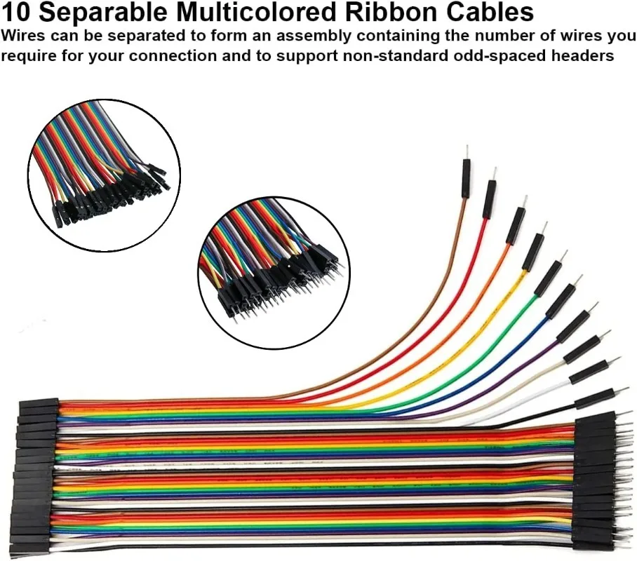 40Pin Dupont Cable Ribbon Jumper Wire Kit 16.5cm 17.5cm Male Female 24AWG Copper Line Set for DIY Arduino Breadboard PCB view 3