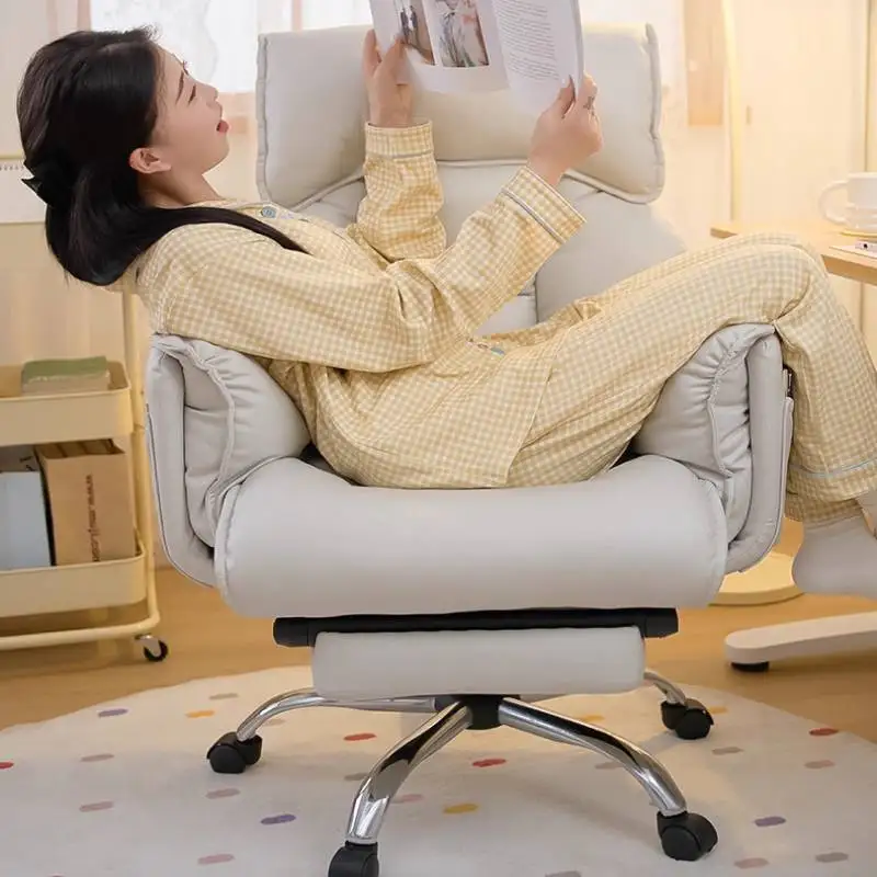 Massaggiatore regolabile Sedia da ufficio Ruote per piedi per ragazza grigia Sedia per computer di design Braccio rilassante Bianco Bureau Stoel Mobili per ufficio