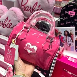 Sac à main Barbie en cuir verni pour femme, sac à main à bandoulière, visage lumineux, lettre, haute capacité, voyage, stockage, initié, fille