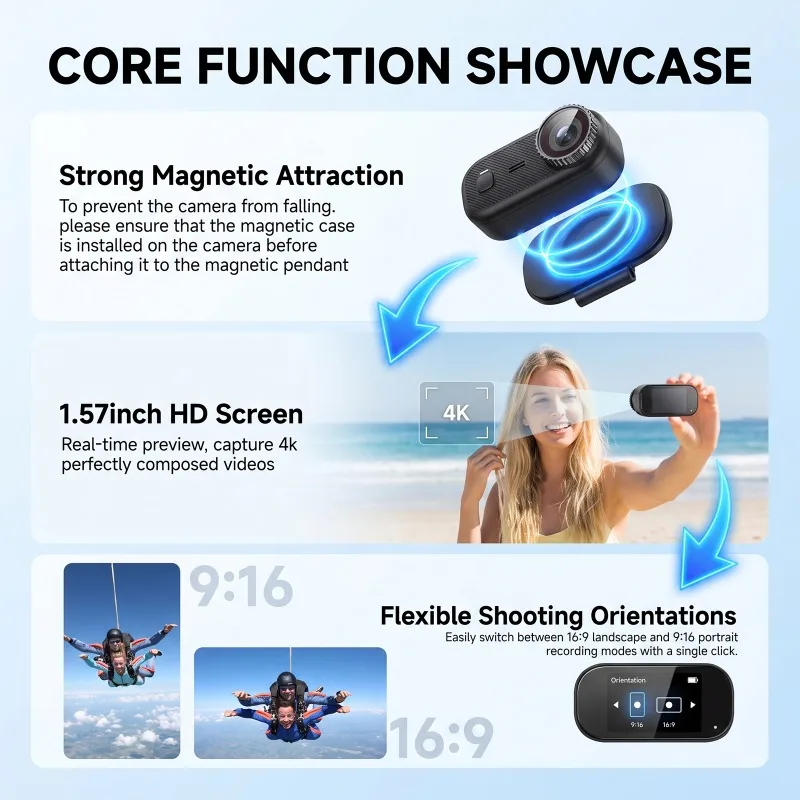 APEX Action 4K Camera  Mini POV Magnetic Sports Camera Anti‑Shake Wearable Vlogging Bodycam with Charging Case view 6