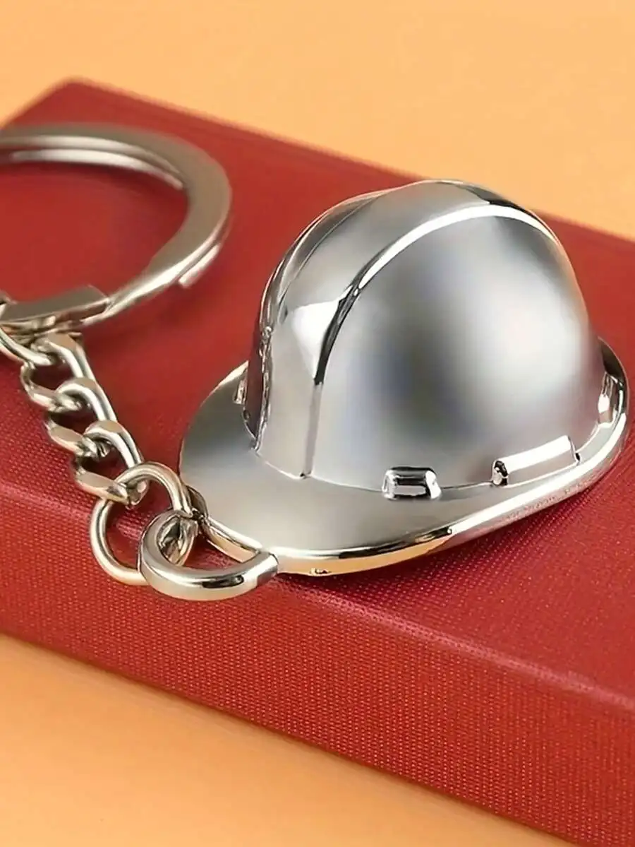 Miniature Metal Helmet Keychain Car Accessory