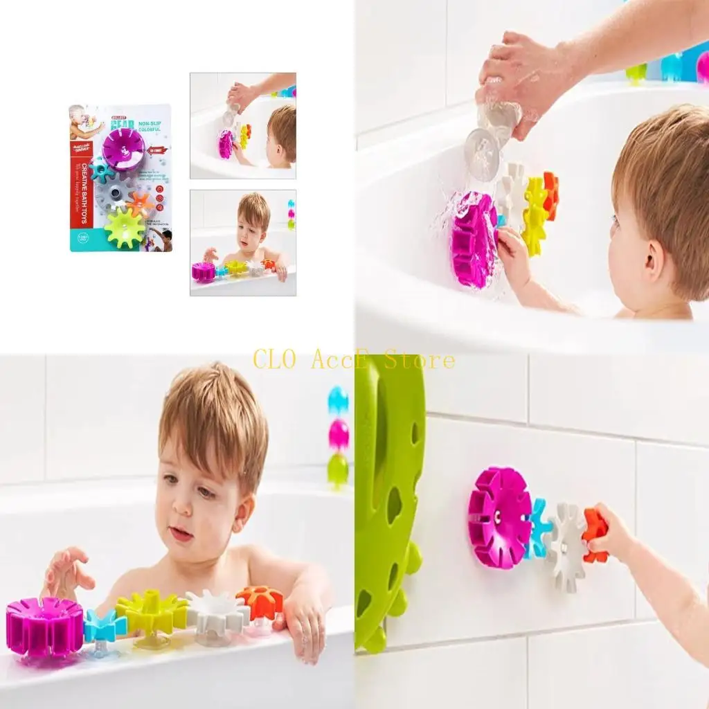 

16FE Baby Bath Toy for Toddlers 1-3 Years Old Bathtub Water Toy for Kids Age 2-4 Suction Cup Colorful Gear Gift for Boy Girl