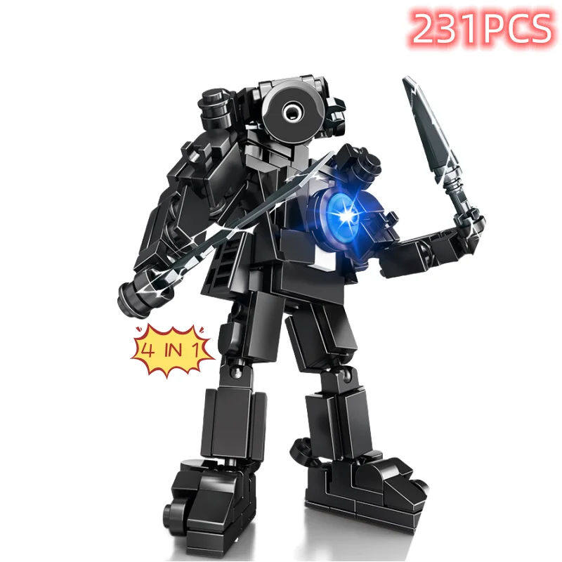 Skibidi Toilet Surveillance Man TV Compatible Building Blocks Mini Model Action Figures Toys Christmas Halloween Birthday Gift