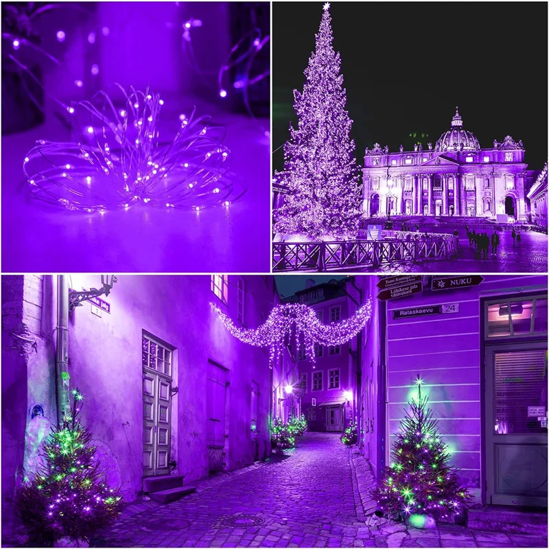 في الهواء الطلق سلسلة ضوء الشمس LED الجنية جارلاند الأسلاك النحاسية ضوء حديقة ساحة حفل زفاف عيد الميلاد الديكور مصباح 8 وضع