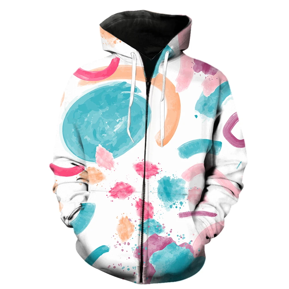 

Abstract Art Graffiti Men's Zipper Hoodie Cool Long Sleeve Hip Hop Oversized Spring Teens With Hood Jackets 3D Printed Unisex