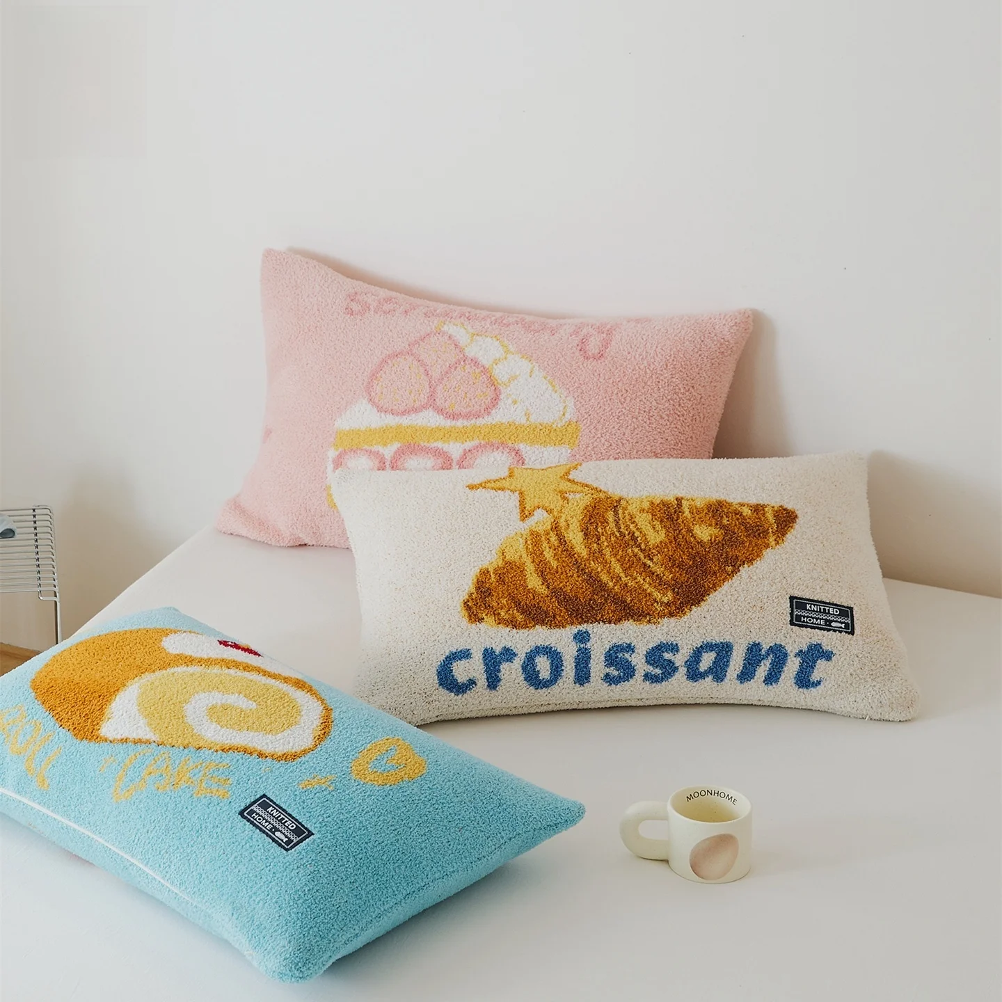 

Cute Stberry Cake Horn Bag Pink Sofa Pillowcase Rectangular Bedroom Bed Headrest Cuion Cover Ins Sle Polyester Fiber