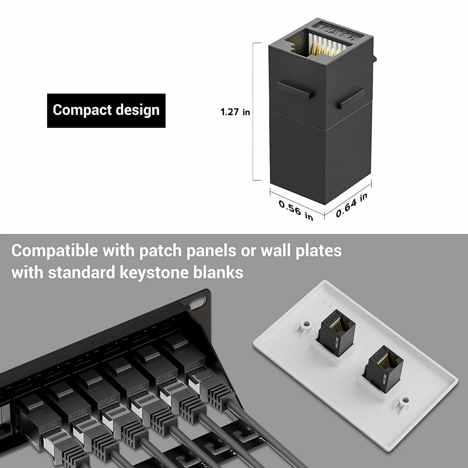 ZoeRax 2PCS Keystone Jack Rj45 Coupler Inline Coupler for Cat7/CAT6A/CAT6/CAT5E Female to Female Insert Coupler