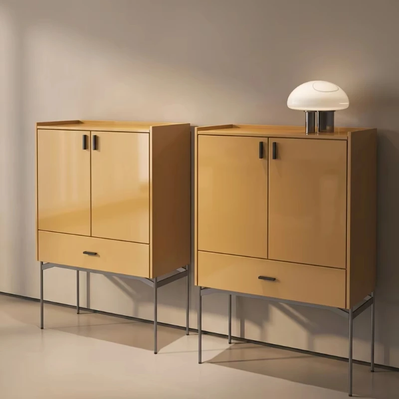 Mediterranean style light luxury metal dining cabinet modern simple high-end wall vertical display side cabinet