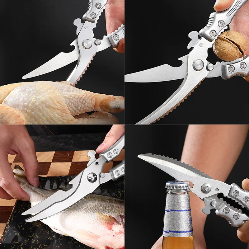 Sharp Kitchen Scissor Chicken Bone Shears Barbecue Steak Meat Vegetable Fish Cleaver Shear Can Open Bottle Chicken Bone Scissors - view 6