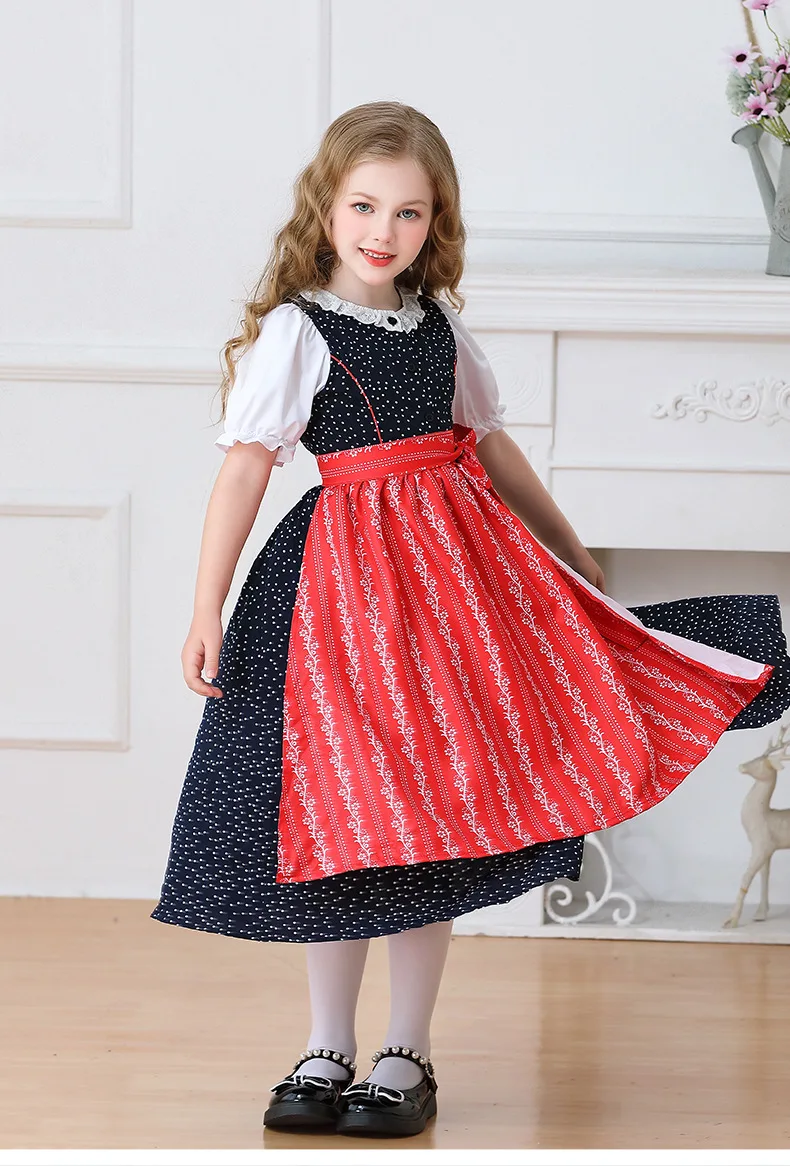 Kinder Karnevalskostüm München Oktoberfest Mädchenkostüm Klassisches Alpen-Landkostüm Mädchen Paradekostüm Cosplay Festliches Kleid Party – Detail 27