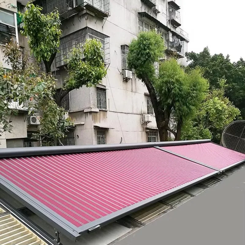

Automatic Retractable Pvc Cloth Roof Canopy Glass Sunroom Shade Sail Awning