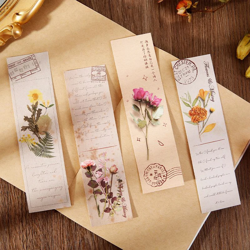 30pcs Handbook Reading Mark Book Holder Creative Dry Flower Bookmark Plant Simple Book Accessories Student Stationery Gift