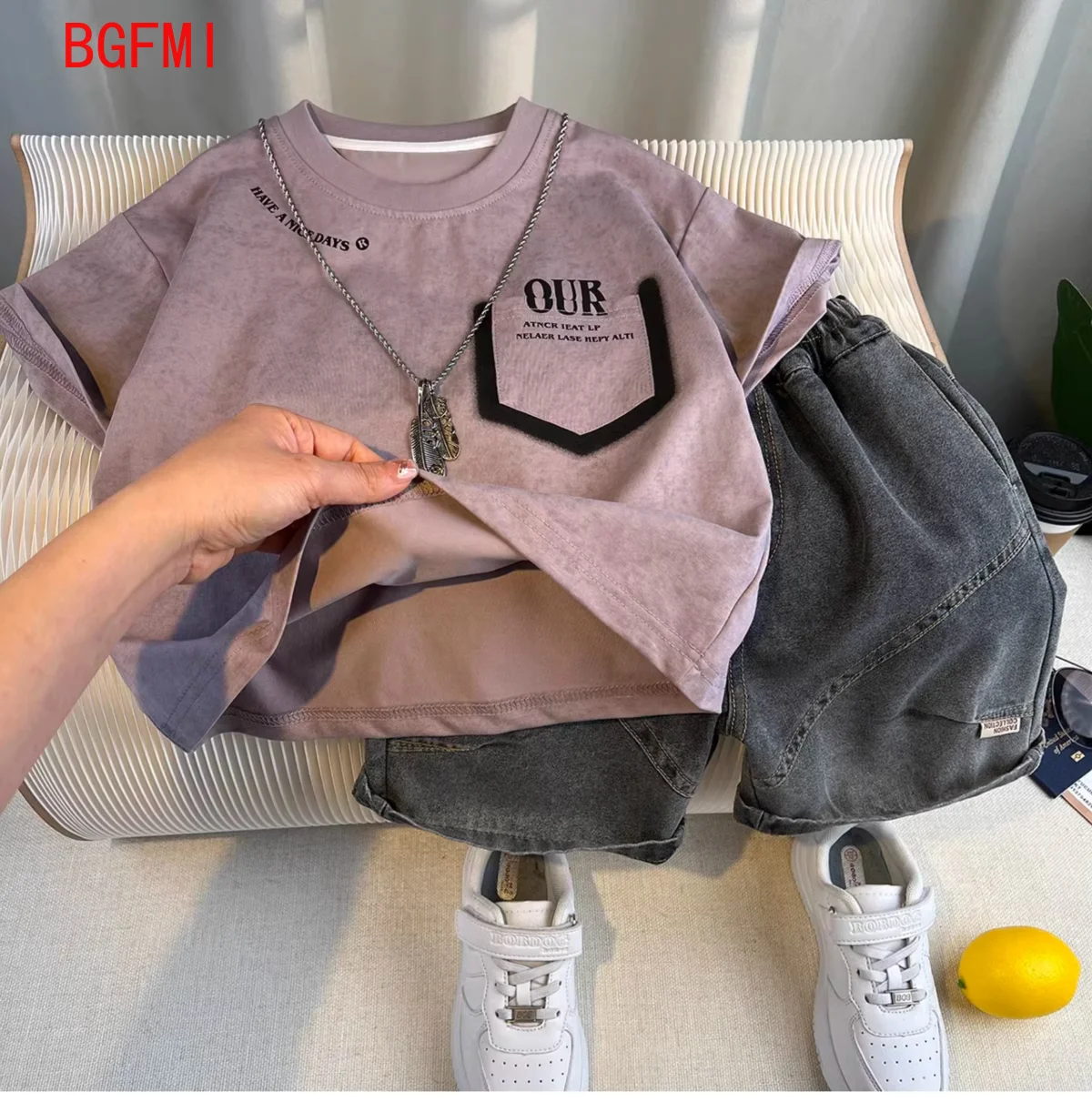 

Teens Korean 2025 New Summer Baby Clothes Suit Fashion Children Boys Shirt Jeans Shorts 2Pcs Sets Casual Outfits Kids Tracksuits