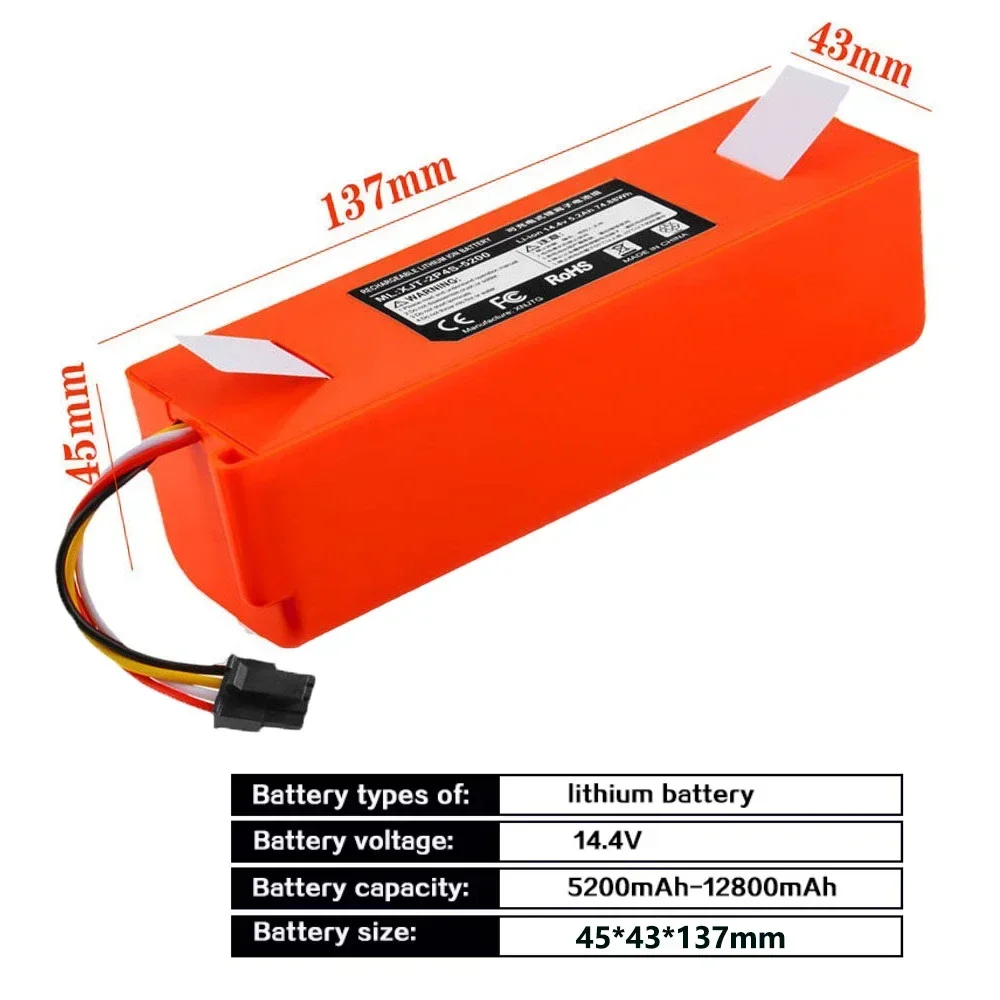 14.4V BRR-2P4S Battery For Xiaomi Roborock 200S Robotic Vacuum Cleaner Replacement S55 S60 S65 S50 S51 S5 1S 1ST MAX S6 Parts