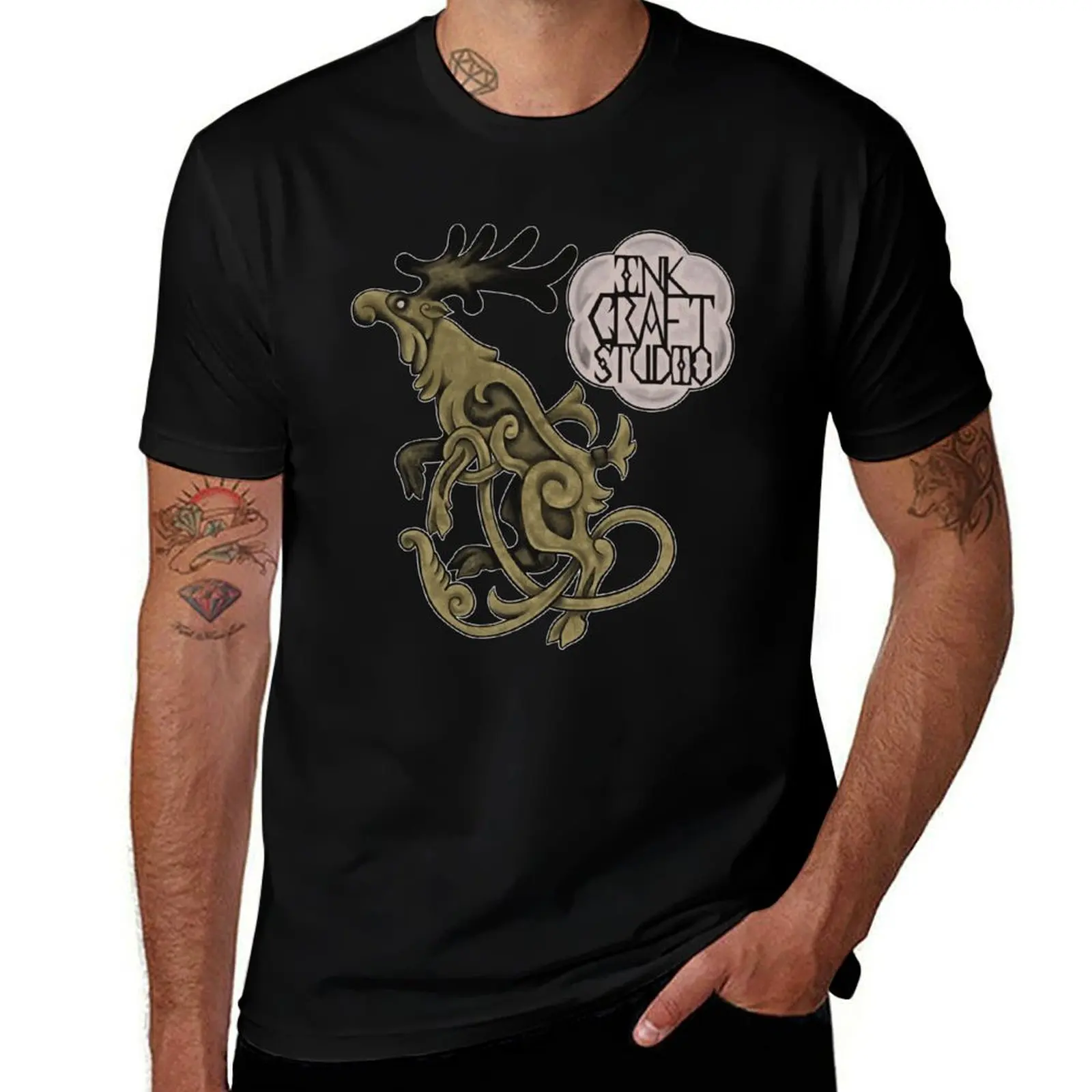 

Ink Craft Celtic Moose T-Shirt funny costumes Short sleeve tee kawaii clothes t shirt men