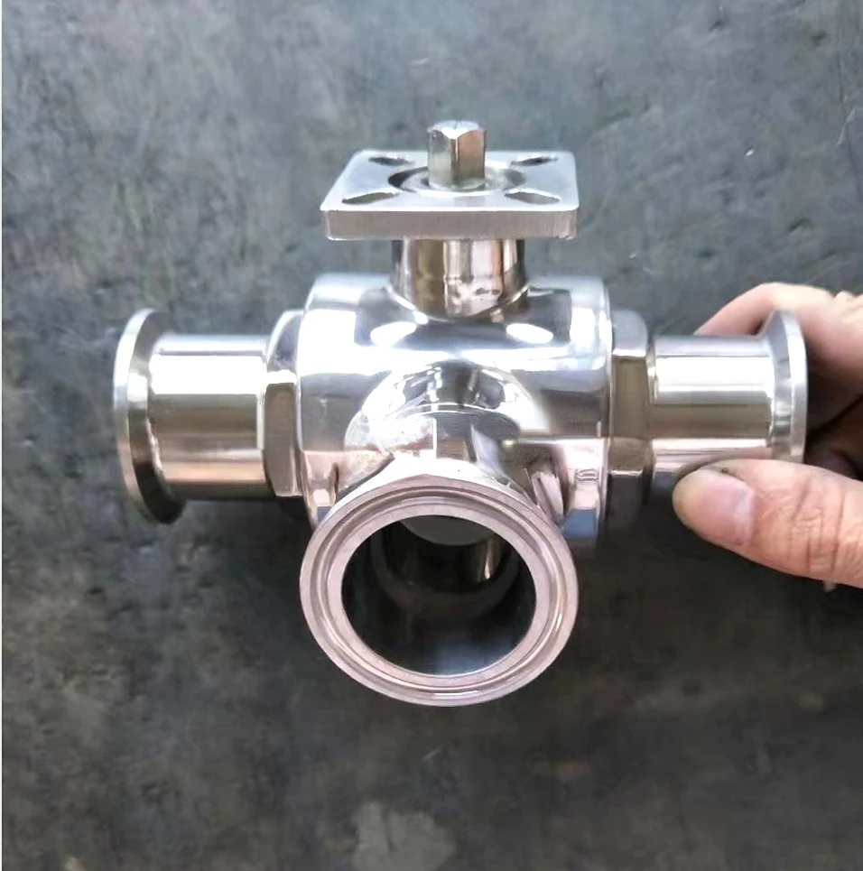 Stainless Steel triclamp 3Way High Platform Full Package Ball Valve For Pneumatic Valve