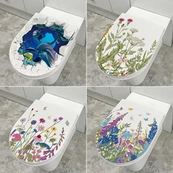 Watercolor Green Plant Leaves Wall Sticker Bathroom Toilet Sticker WC Self Adhesive Mural Beautify Flower Home Decoration Decals