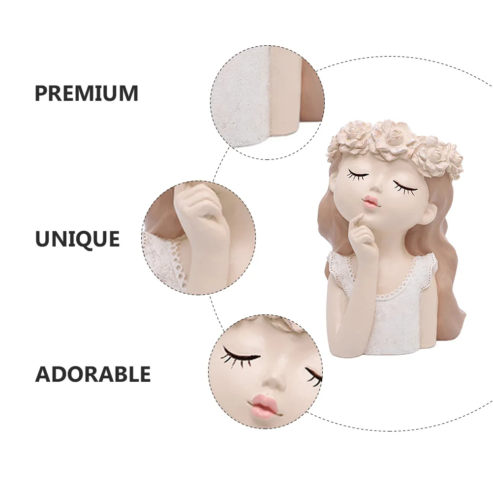 

Resin Succulent Planter Small Lovely Meditative Girl Tabletop Decoration Flower Pot for Home Office Desk Succulents Plant Pot