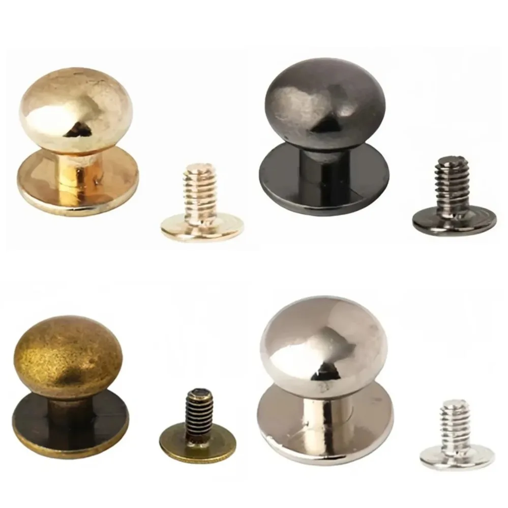 20 unidades/lote Remaches Redondos de 4/5/6/7/8/9/10/12MM, Tornillos de Cabeza de Monje Metálicos, Tachuelas, Botones de Aleación para Bolsos y Manualidades en Cuero