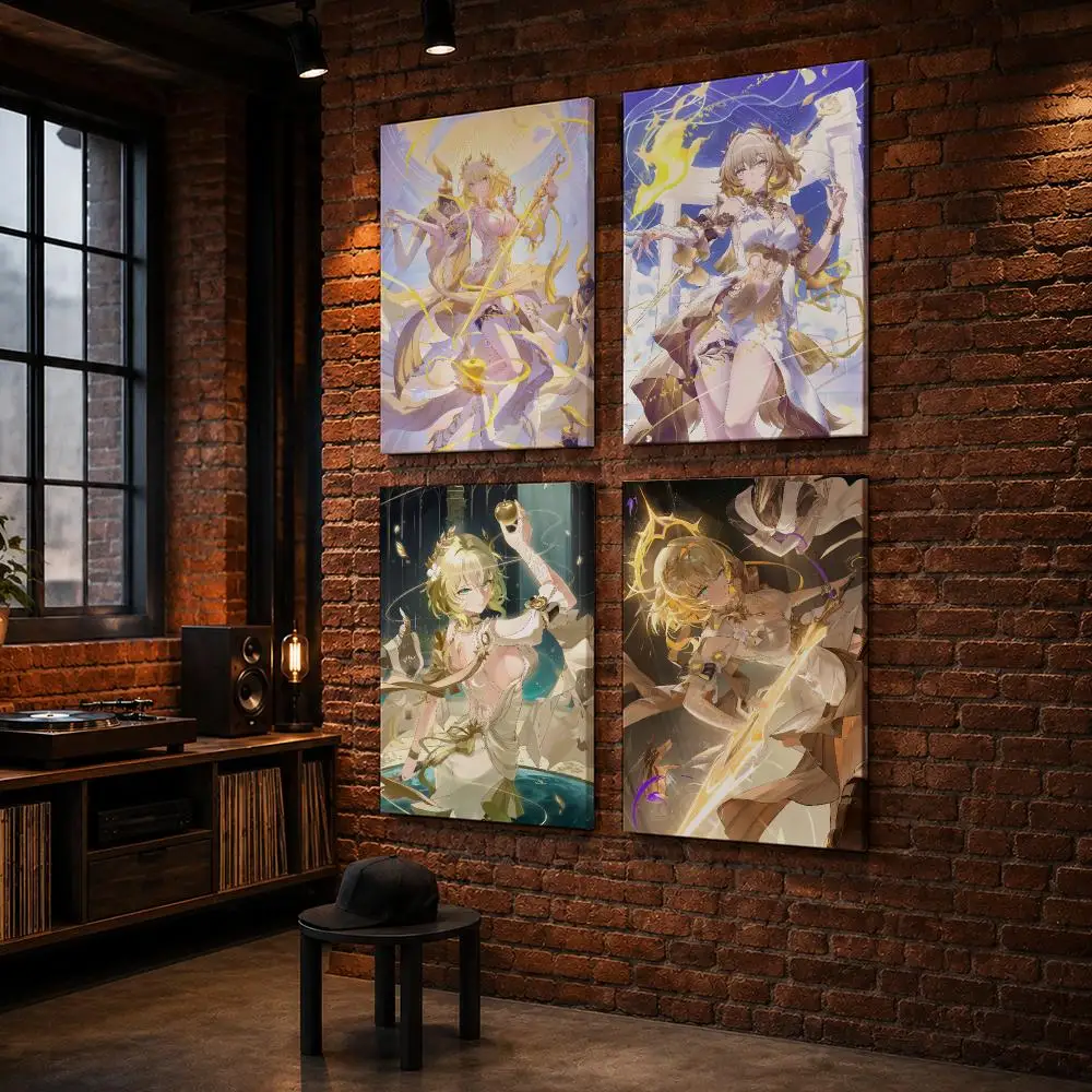 Honkai Star Rail Aglaea Game Framed Wall Painting Wood Framed Wall Art Print For Bedroom Living Room Hallway Office Home Decor