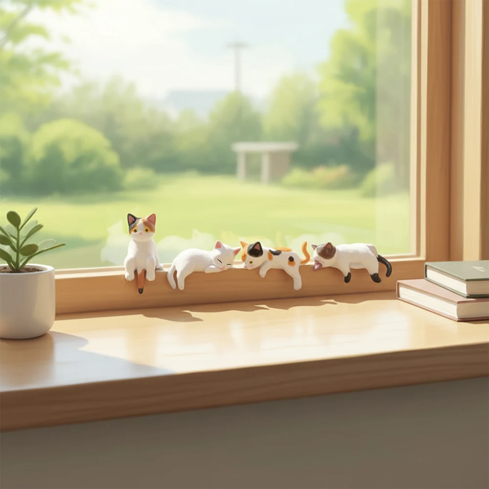 Pocket Size 12Pcs Resin Cat Figurines 1 1.8in for Car Interior Desk Plant Cake Decoration Accessories Cat Lover