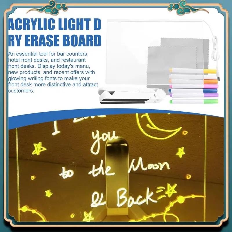 

(Новинка) — светодиодная доска для заметок, светящаяся акриловая доска для маркеров сообщений с подсветкой, белая доска с подсветкой для заметок (11,8 х 7,9 дюйма), легко