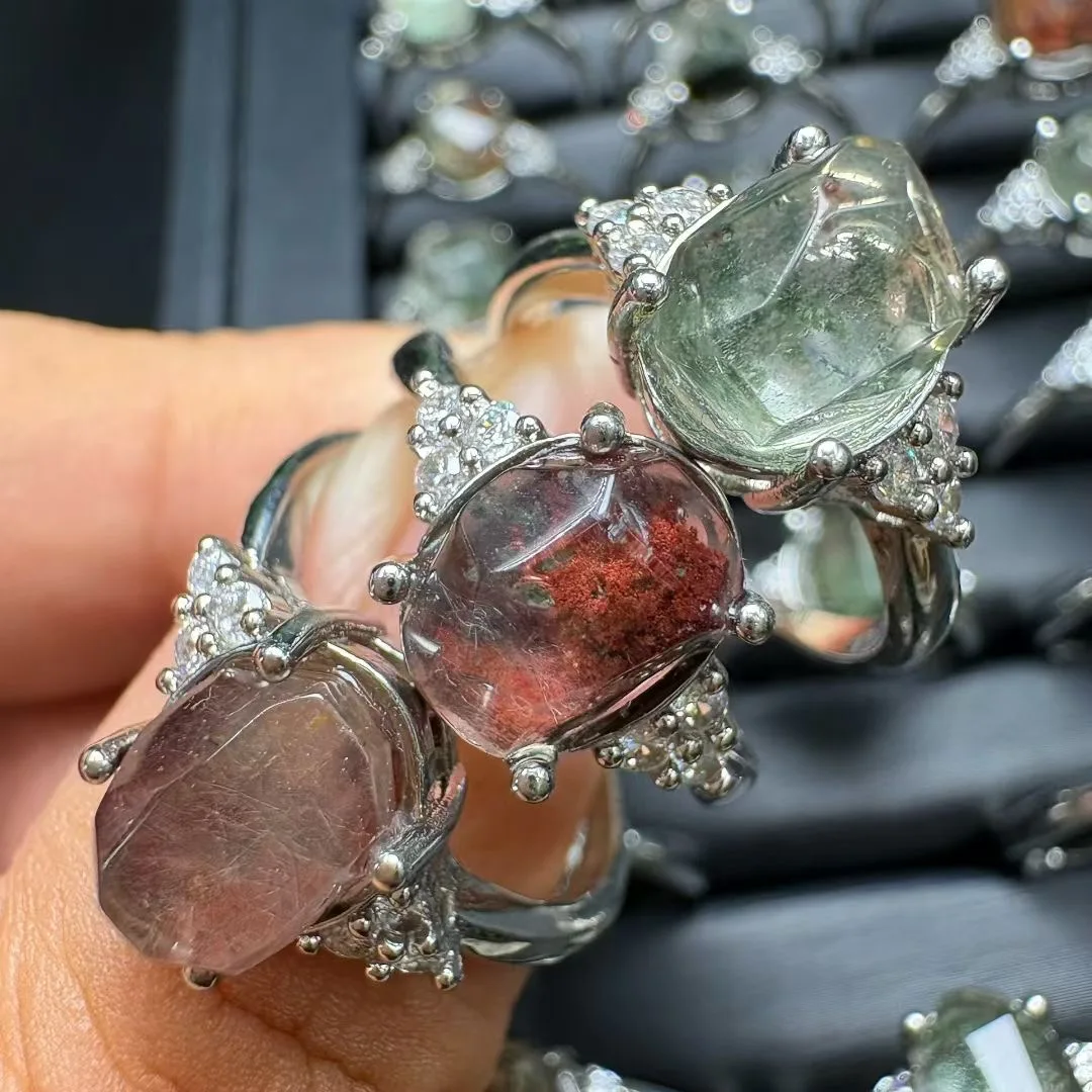 

1 Pc Natural Stone Colorful Garden Phantom Quartz Lodolite Irregular Shape Stone Fashion Jewelry Gift For Women