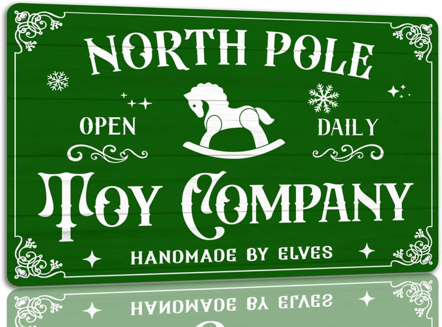 North Pole Toy Company Tin Sign Vintage Christmas Metal Signs Funny Santa Sign Christmas Wall Art Decor For Home Cafe Shop Club