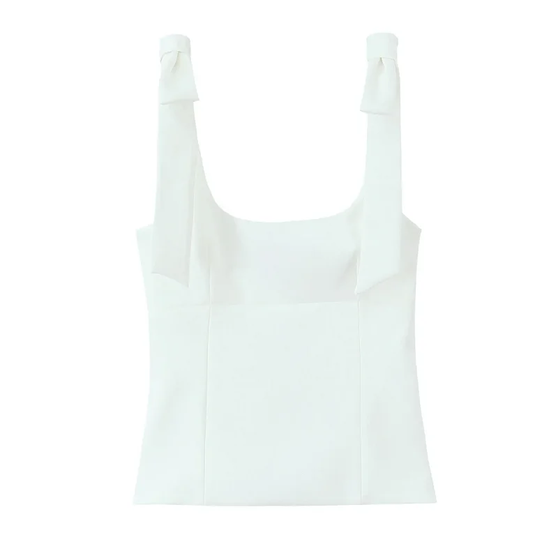 HXAO Y2k Bow Slip Tops 2025 Women's Spring Summer Tank Tops Ladies Fashion Casual Elegant White Yellow Corset Tops Camis image 2
