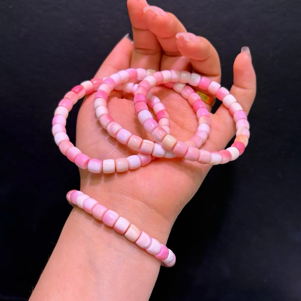 

7MM Natural Shell Stone Bead Bracelet Fashion Crystal Quartz Gemstone Jewelry Reiki Healing For Women Gift 1PCS