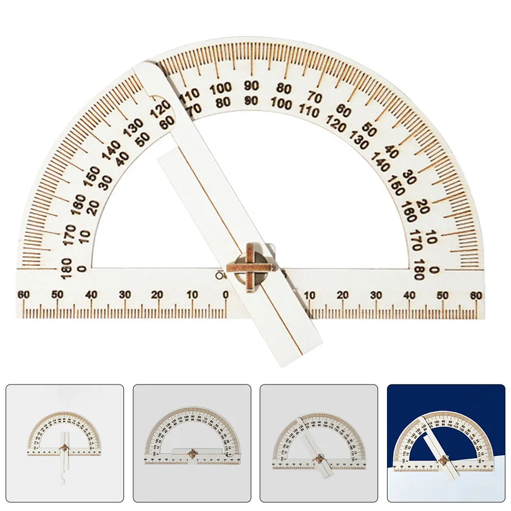 4Pcs Kids Angle Ruler Kit Natural Wood Rotating Protractor Circle Drawing Tool Educational Craft Materials for School Wood Craft
