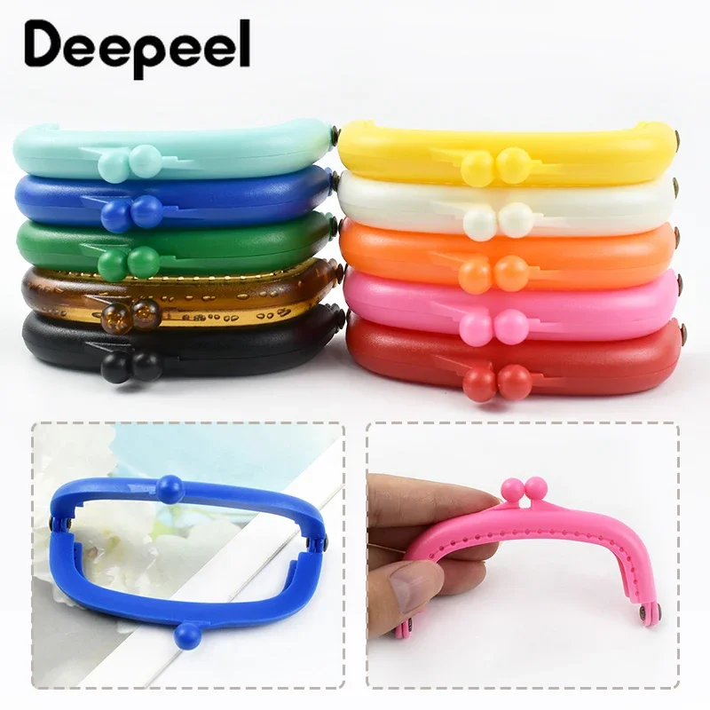 

2/5/10Pcs Deepeel 8.5cm Colored Purse Frame Plastic Bag Handle Resin Handbag Kiss Clasp Brackets DIY Handmade Sewing Accessories