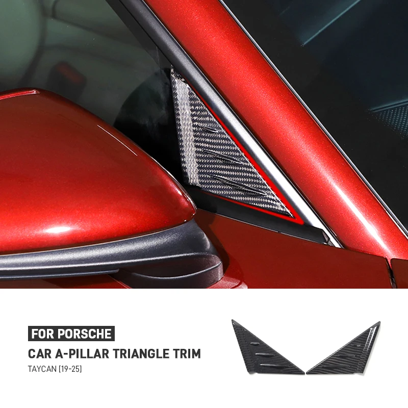

Real Dry Carbon Fiber For Porsche Taycan 2019-2025 Car A Pillar Rearview Mirror Side Triangle Spoiler Trim Cover Car Accessories