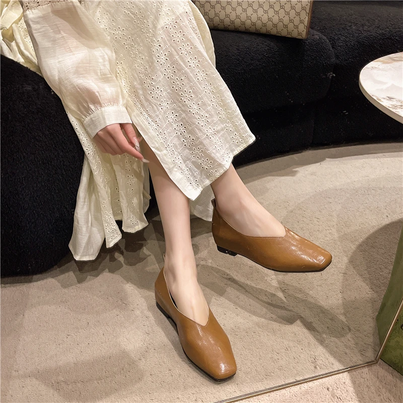 Damen-Loafer aus Echtleder Luxus-Schuhe mit Absatz Elegante Mary Janes Schuhe mit Eckiger Spitze für Höhenverstellbare Einlegesohlen – Detail 3