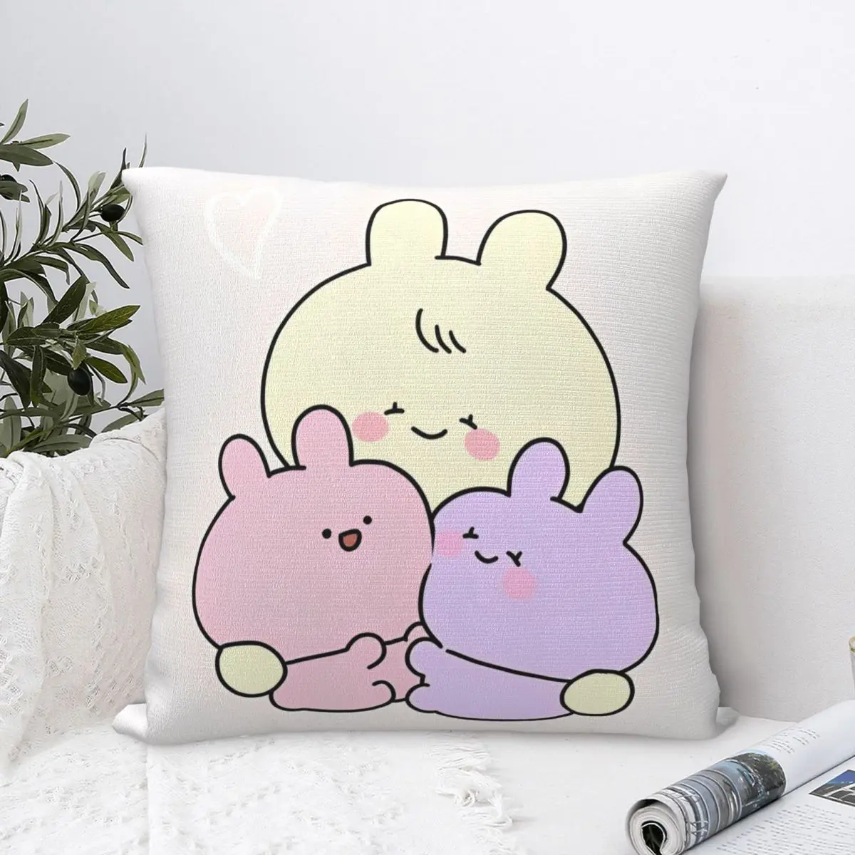 Asamimichaan Asleep Cartoon Square Pillow Cases Cute Asamimi Cushion Covers Funny Polyester Decorative Pillowcase for Sofa 18