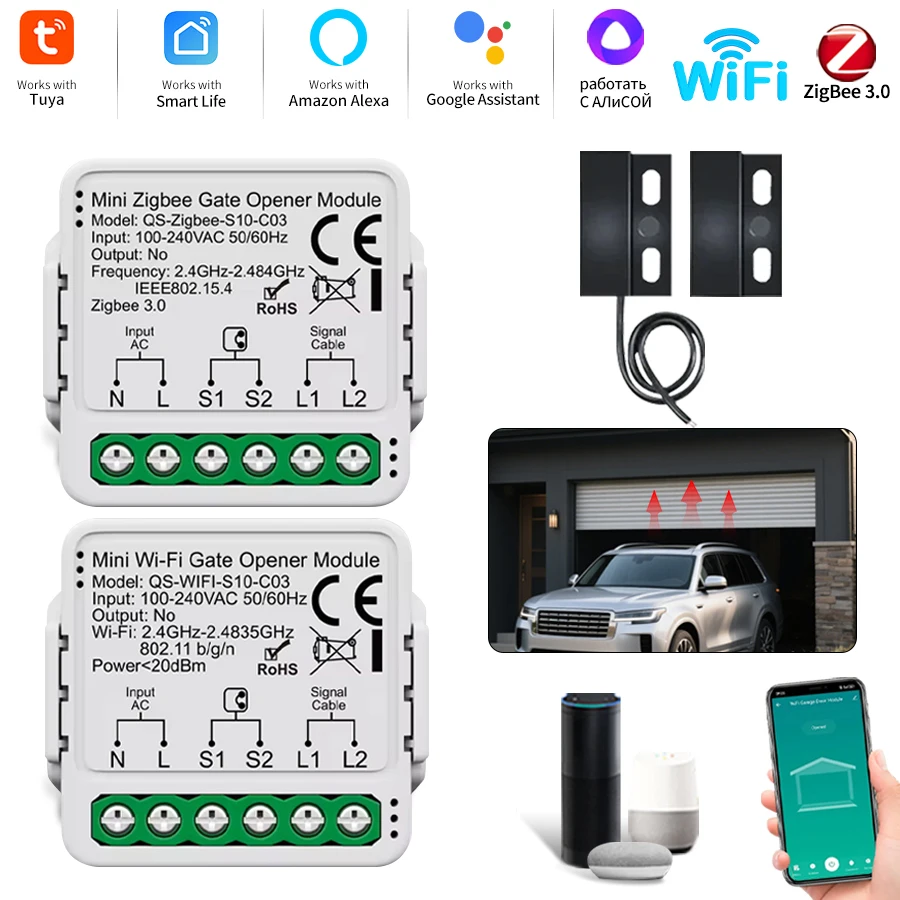 

Smart Tuya WiFi Zigbee модуль переключателя открывания гаражных ворот контроллер выключателя приложение Smart Life Alexa Google Home голосовое управление