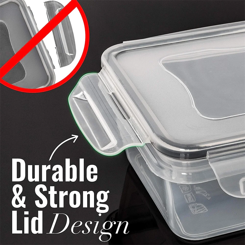 10pcs-840ML Food Storage Set - Airtight Snap Lid Containers for Meal Prep, Kitchen and Pantry Microwave safe Lunch Box BPA-Free