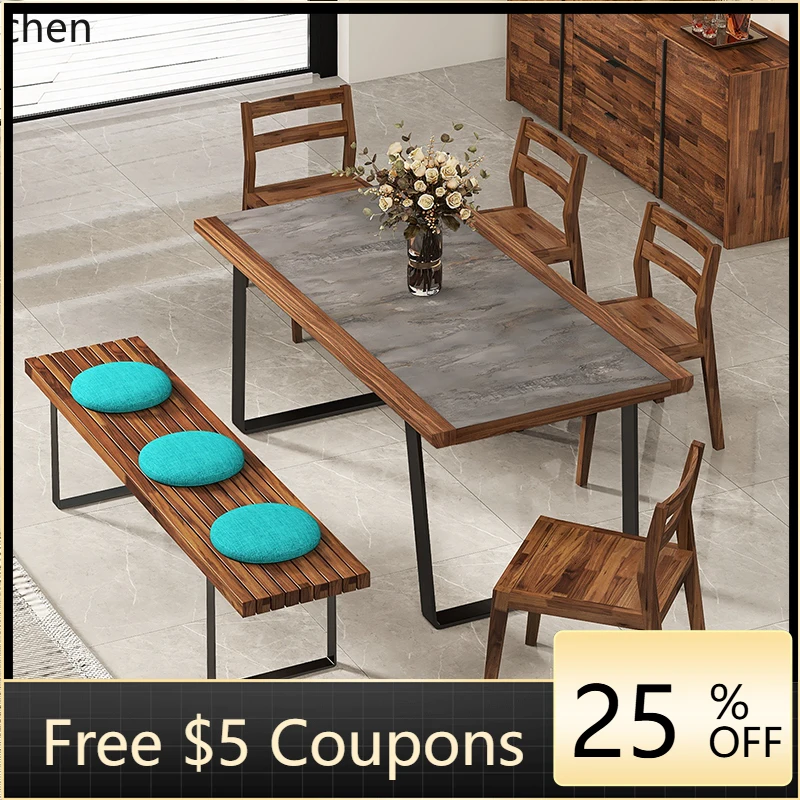 

furniture Mars rock black walnut dining table and chairs dining table home decor